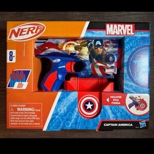 Marvel Captain America Nerf Gun- Comes with Holster and 10 Bullets! #F9717 NEW!
